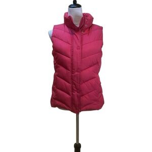 Puffer Vest Sleeveless Quilted Snap Button Down Casual Pink Gilet